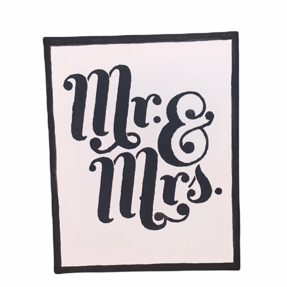 Handmade Mr & Mrs Acrylic Paint Canvas Sign 8x10 Wedding Decor Anniversary Gift
